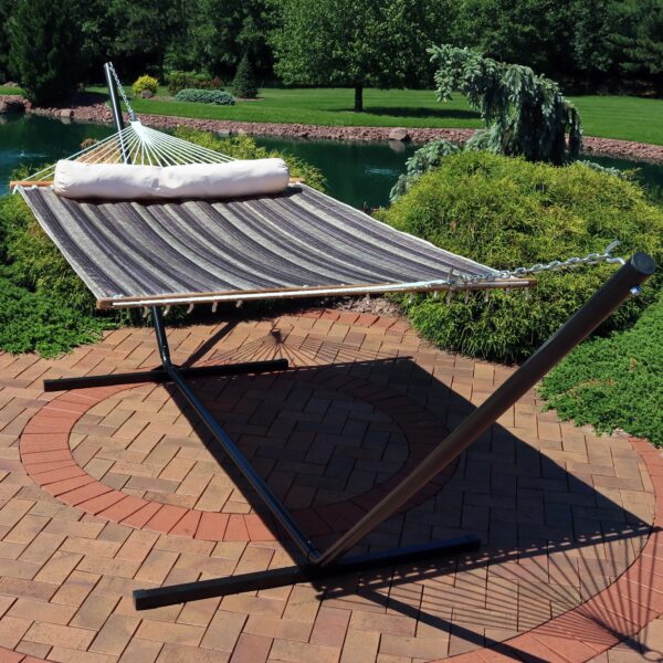 Sunnydaze 2-Person Freestanding Quilted Fabric Hammock with 15' Stand - Mountainside
