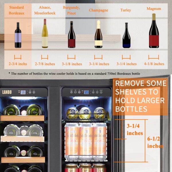 5064da7e613b4ea3b7d72d89ce228dca Lanbo - Freestanding/Built-In 23.4'' width 18 Bottle 56 Can Dual Zone Combo Wine and Beverage Cooler - Black