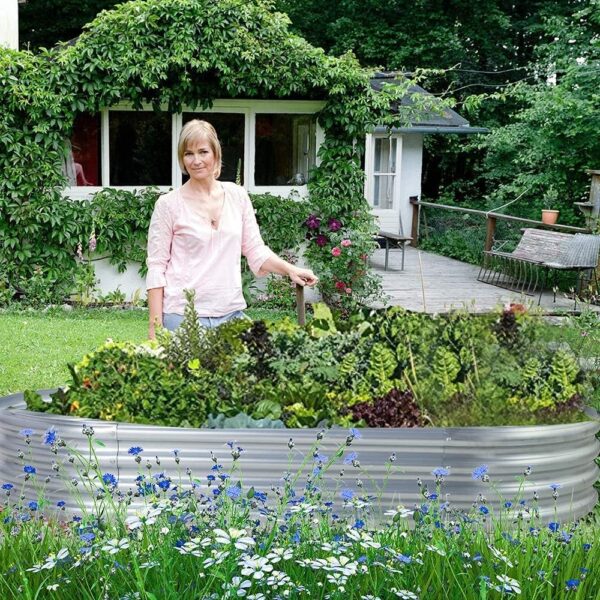 50b12d17019348f69b0c32ae62c70df8 2Pcs Galvanized Raised Garden Bed Kit, 10×4×1ft Galvanized Planter Raised Garden Boxes Outdoor, Oval Large Metal Raised Garden Beds for Vegetables…………