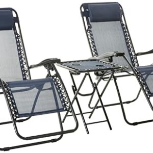 Outdoor Adjustable Zero Gravity Folding Reclining Lounge Chair Set