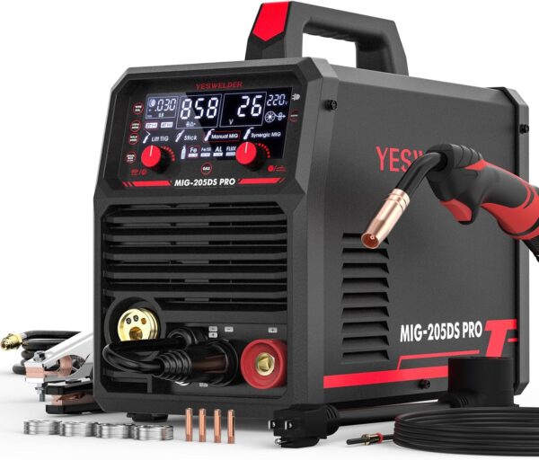 51565d426c6045b7bfc0f8d99e34beff 135Amp MIG Welder,110V Flux Core Welder Flux MIG/Lift TIG/Stick 3-in-1 Large LED Digital Display Welding Machine IGBT Inverter Welder FLUX-135PRO