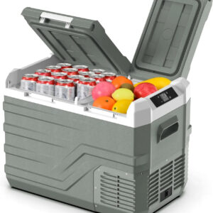 12-volt car refrigerator 46QT. Portable refrigerator freezer compartment, electric freezer compartment, vehicle-mounted portable refrigerator 12/24V DC 100~240V AC Camping RV Camping vehicle portable refrigerator -4℃~68 ℃