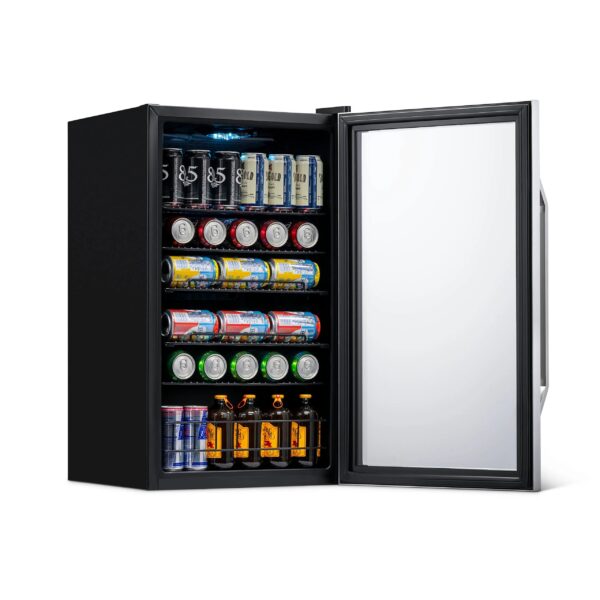 51d1a516652a4e7c900bef0fc44d75b1 Newair 126 Can Beverage Refrigerator Cooler, Freestanding Mini Fridge with SplitShelf in Stainless Steel for Home, Office or Bar