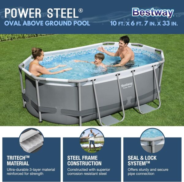 51ee056e73f548358f41a60be80f6d90 Bestway Oval Above Ground Pool Set (10' x 6'7" x 33")| Includes Filter Pump & ChemConnect Dispenser