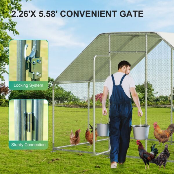 52037304608d4856b6a335cd988f657c Large Metal Chicken Coop for 16 Chickens Walk-in Poultry Cage Hen Run House Rabbits Habitat Cage Spire Shaped Coop with Anti-Ultraviolet and Waterproof Cover for Outdoor Backyard Farm Use