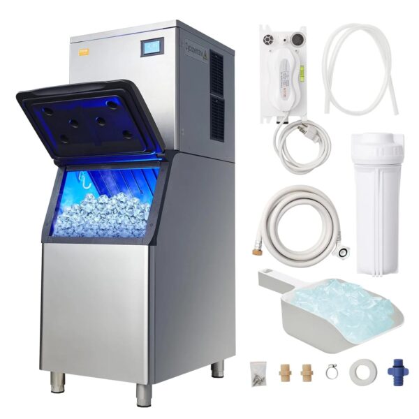 5235bf36fe394994bc6ecafe5f5fff4a VEVOR Commercial Ice Maker, 360LBS/24H Ice Making Machine with 330.7LBS Large Storage Bin
