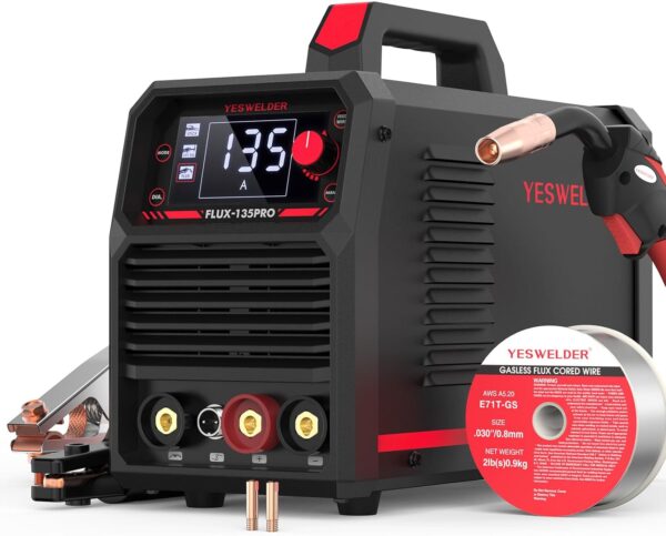524bb04c7250429382e89da3e3ada704 135Amp MIG Welder,110V Flux Core Welder Flux MIG/Lift TIG/Stick 3-in-1 Large LED Digital Display Welding Machine IGBT Inverter Welder FLUX-135PRO
