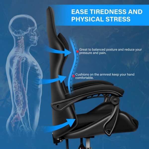 5328594a735f440cbc1f59beb8947521 Racing Office Computer Video Game Chair, Without footrest, Black