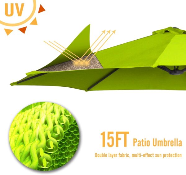 537f7877bd88408a89f41c26b0ed82e1 15ft Patio Umbrella with Solar Lights, Large Double Umbrella Outdoor, Rectangle 180''x106'' Umbrellas with 156 PCS LED Lights and Crank Handle for Backyard Deck Pool Shade in Black(1.9" Pole)
