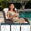 Outdoor Swivel Rocker Patio Chairs with 6-Inch Thick Cushions and Side Table, 3PCS High Back Wicker Patio Furniture Set for Porch, Balcony, Deck and Yard in Blue