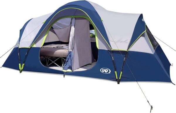 53f8d6bf87cd4d1f9528842ad5d6985c Camping Tent 10-Person-Family Tents, Parties, Music Festival Tent, Big, Easy Up, 5 Large Mesh Windows, Double Layer, 2 Room, Waterproof, Weather Resistant, 18ft x 9ft x78in