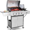 Burner Propane Gas BBQ Grill with Side Burner & Porcelain-Enameled Cast Iron Grates, 42,000 BTU Output Stainless Steel Grill for Outdoor Cooking Kitchen and Patio Backyard Barbecue-Captiva