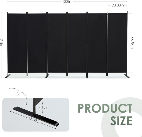 54cbd986550b42b48f33949521c6fe0e RANTILA 3 Panel Privacy Screen, 6 Ft Tall Folding Privacy Screen Room Dividers, Freestanding Room Partition Wall Dividers, 102''W x 20''D x 71''H, Black