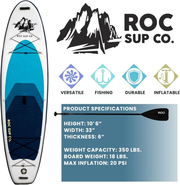 54cd23b7340740f3b9617e7d9f05bc26 Roc Inflatable Stand Up Paddle Boards 10 ft 6 in with Premium SUP Paddle Board Accessories, Wide Stable Design, Non-Slip Comfort Deck for Youth & Adults