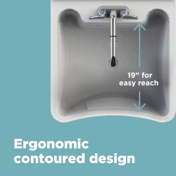 54cd8b3ab5884eb6b6239c4db348de42 Zenna Home Ergo Tub Utility Sink with Pull-Out Faucet: Laundry Tub with 24" W x 24" H Sink, in White