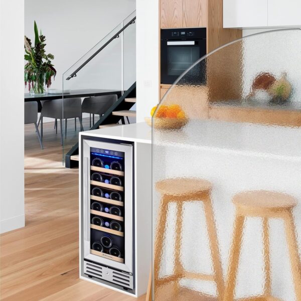 54facc6a03604164a4b7b14445d8ddd3 24 inch Wine Cooler, 46 Bottle - Dual Zone Built-in or Freestanding Fridge with Stainless Steel Reversible Glass Door, for Home, Kitchen, or Office.