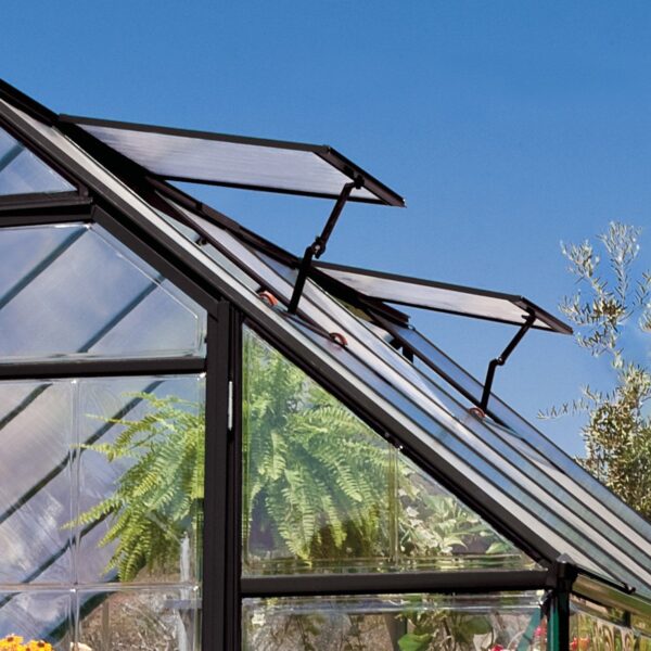 556b480d04954fe38e7d9459d10f3464 Palram - Canopia Chalet Four Season - 12' x 10' - Walk-In Hobby Greenhouse - Charcoal Gray - with 2 Roof Vents