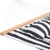 Sunnydaze 2-Person Freestanding Quilted Fabric Hammock with 15' Stand - Black and White