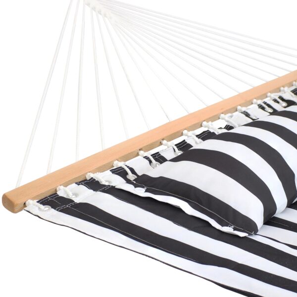 Sunnydaze 2-Person Freestanding Quilted Fabric Hammock with 15' Stand - Black and White