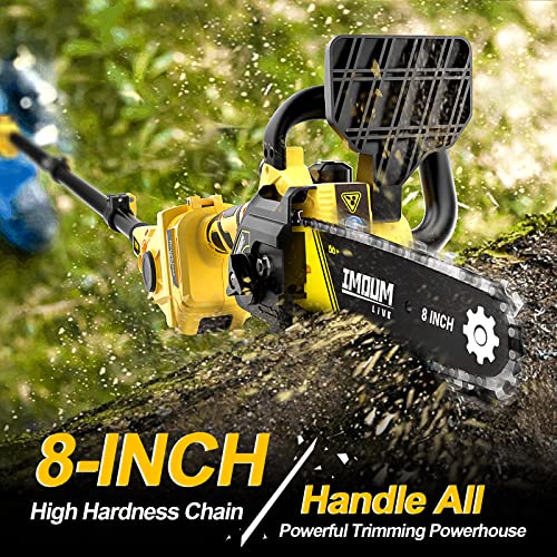 562206e4a66049a8951d3505b7dbab03 2-in-1 Brushless Pole Saw & Mini Chainsaw, IMOUMLIVE 8" Cutting Cordless Power Pole Saw for Wood Cutting, Trimming