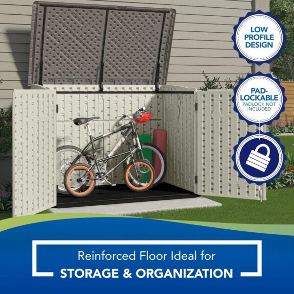 Suncast Plastic Storage Shed, Off-White and Gray, 44.25 in D x 52 in H x 70.5 in W