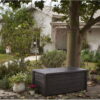 120 Gallon Weatherproof Backyard Deck Box Outdoor Patio Furniture, Lockable Patio Storage Container & Pool Accessory Organizer, Brown