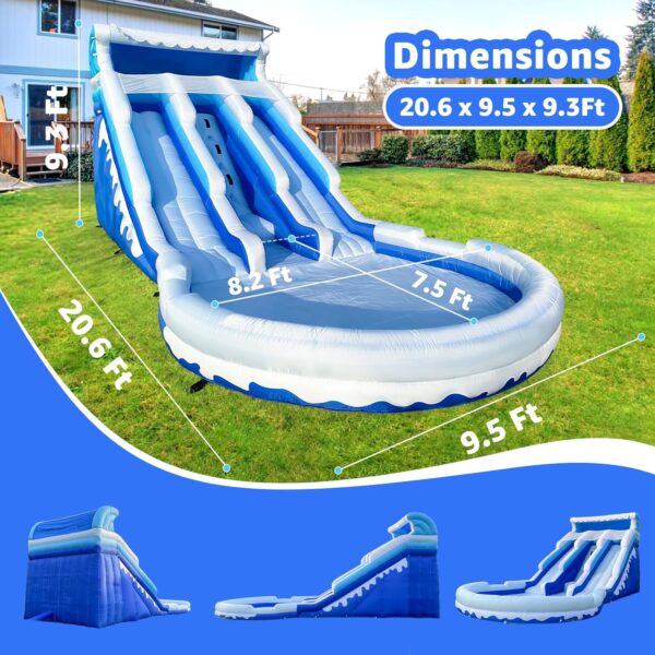 57d7886b66504c0899e37e47ca6e0975 Large Inflatable Water Slide Swimming Pool Play Center, Commercial Grade Lightweight Premium Water Slide Bounce House 20.6x9.5x9.3Ft for Kids and Adults (with Blower)