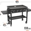 36" Gas Griddle Cooking Station 4 Burner Flat Top Gas Grill Propane Fueled Restaurant Grade Professional 36" Outdoor Griddle Station with Side Stands (1554)