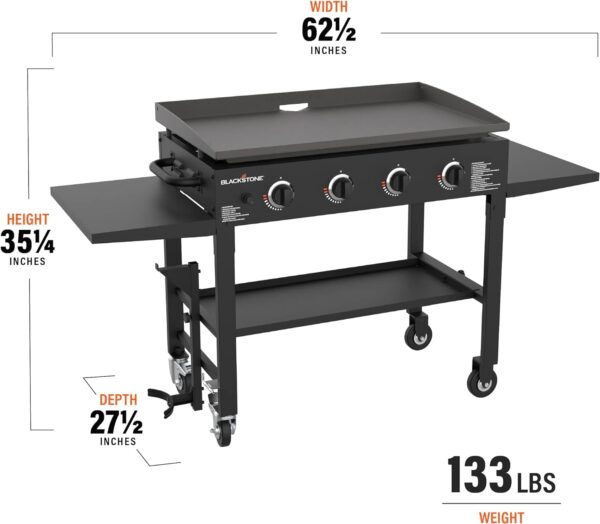 580bfdd552524e90a027a988e3e8f175 36" Gas Griddle Cooking Station 4 Burner Flat Top Gas Grill Propane Fueled Restaurant Grade Professional 36" Outdoor Griddle Station with Side Stands (1554)