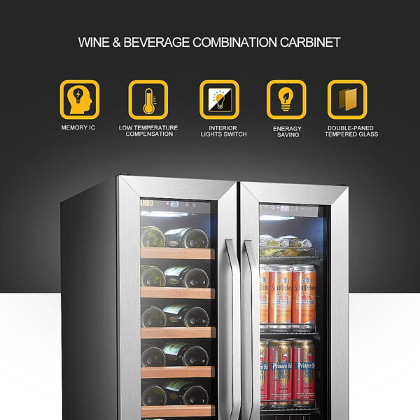 5813bb2ceb9e4974a2024a6e354e064d Lanbo - Freestanding/Built-In 23.4'' width 18 Bottle 56 Can Dual Zone Combo Wine and Beverage Cooler - Black