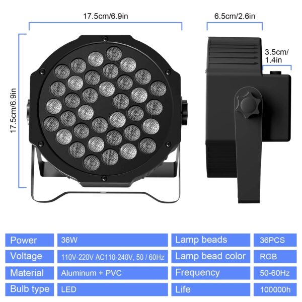 586eddc3506c462ea1101f62de0e77ba U`King Stage Lights 10 Packs 36LED RGB LED Par Lights