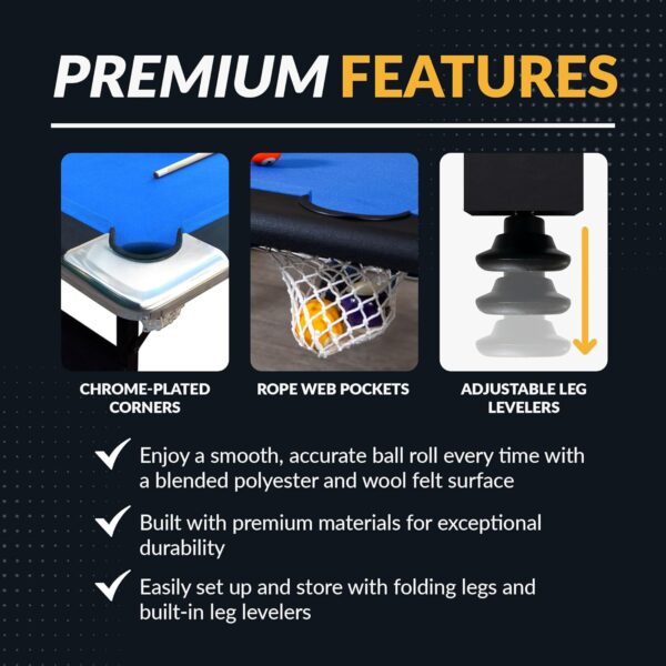 5883328b4e6a4f4f9a6692abde46ee2d Hathaway Fairmont 6 Ft Portable Pool Table, Adults Folding Billiards Tables for Game Room with Easy Foldable Storage, Includes Full Set of Billiard Balls, Cues, Chalk & Brush