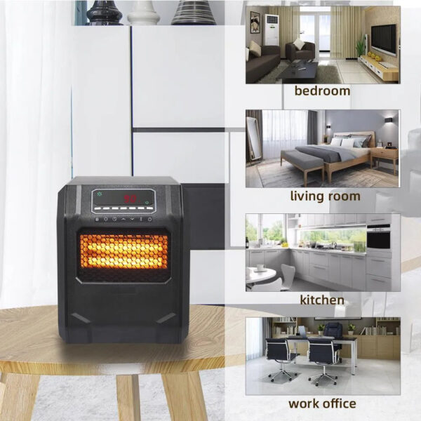 58a4ad63f8ac40e08d60ac551375e2be Portable Space Heater, 750W/1500W Small Infrared Heater w/ Remote, LED Display, 3 WorModes, Safe Electric Heater for Home Office Bedroom with Overheat Protection, 11.58′′ x 9.72′′ x 12′′, Q6153