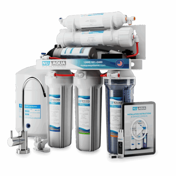 58b9aa442b5f4d9e872a05abbe5408d4 NU Aqua Platinum Series 5 Stage 100GPD RO System with Booster Pump