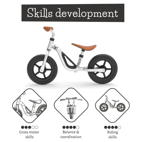 Chillafish Charlie lightweight toddler balance bike with carry handle, adjustable seat and handlebar, puncture-proof 10-inch wheels, for kids 18-48 months, Black