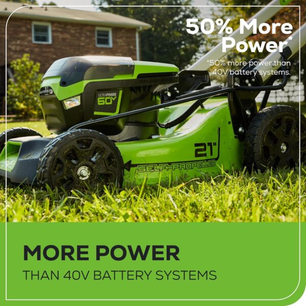 591c42a7b127426f8286ce9d1c2e216b 60V 21” Cordless (Self-Propelled) Lawn Mower , 2 x 4.0Ah Batteries and Dual Port Rapid Charger