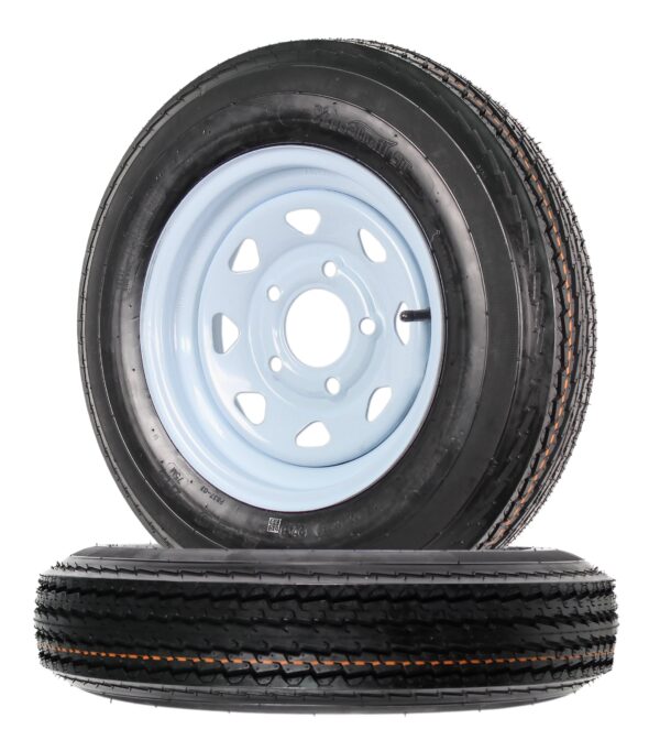 596f26375d924b389721e1cc87e00f9d Two Trailer Tires On Rims 5.30-12 530-12 5.30 X 12 5 Hole Wheel White Spoke
