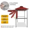 Double Tiered Grill Gazebo 11X 5, Outdoor BBQ Patio Canopy Tent with Stretchable Side Awning