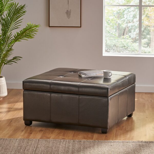 59cc854fe6b94b3c9a82cb3f2f613d10 Carlyle Leather Storage Ottoman Coffee Table