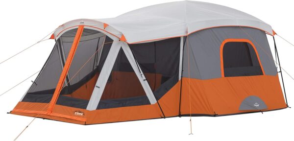 59e60cb4527d43c8b1c2f5b05f65f8ed CORE Straight Wall Cabin Tents | 10 Person / 11 Person / 12 Person Large Multi Room Family Tents for Car Camping & Outdoor Adventures