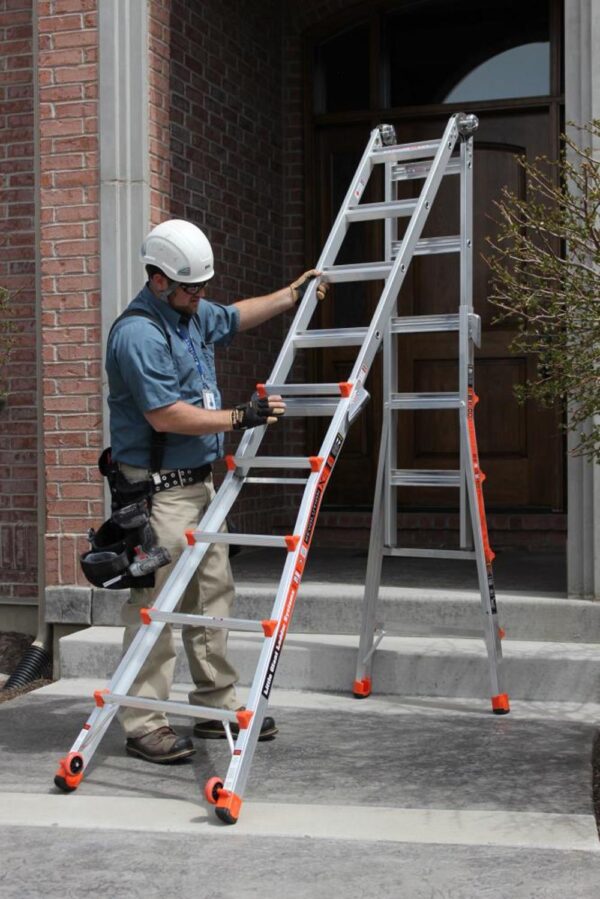 59f941c66b4745d4831aa126b9acfb74 22-ft Aluminum 300-lb Telescoping Type IA Multi-Position Ladder ;