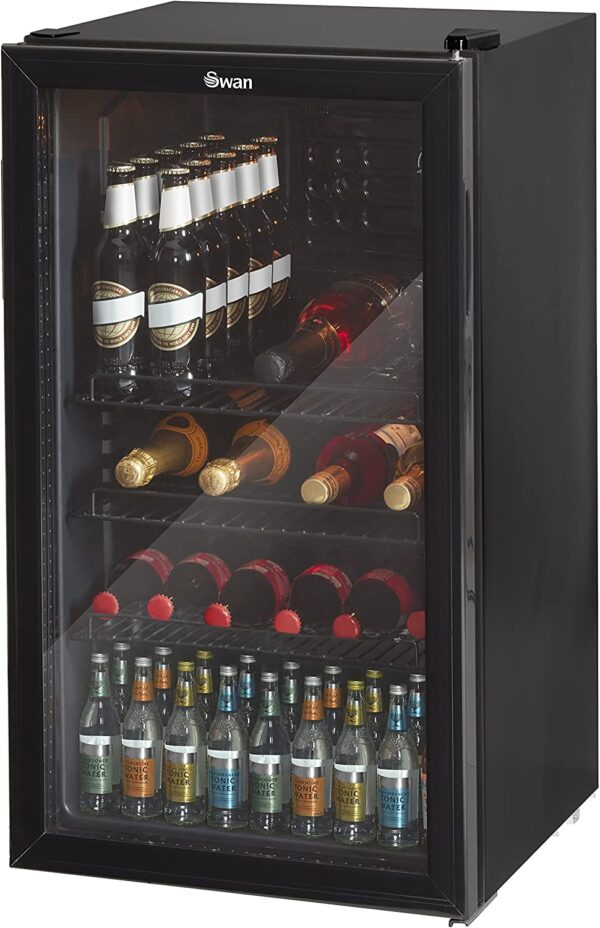 5a03e1a249344091b27edea87082af83 80L Glass Fronted Under Counter Fridge, Wine Beer and Beverage Cooler