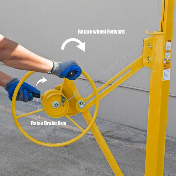5a489f7fe3eb47369bc452f2087f54ca Stark USA 65044 65044 Drywall Lift 11' Yellow Rolling Sheetrock Panel Hoist Jack