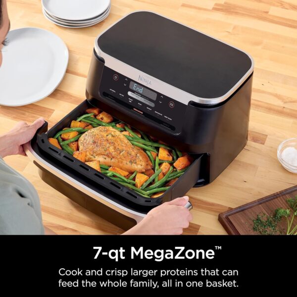 5a48f4c1d0a34205857e74bc658b63da DZ401 Foodi 10 Quart 6-in-1 DualZone XL 2-Basket Air Fryer with 2 Independent Frying Baskets, Match Cook & Smart Finish to Roast, Broil, Dehydrate for Quick, Easy Family-Sized Meals, Grey