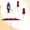 15ft Patio Umbrella with Solar Lights, Large Double Umbrella Outdoor, Rectangle 180''x106'' Umbrellas with 156 PCS LED Lights and Crank Handle for Backyard Deck Pool Shade in Black(1.9" Pole)