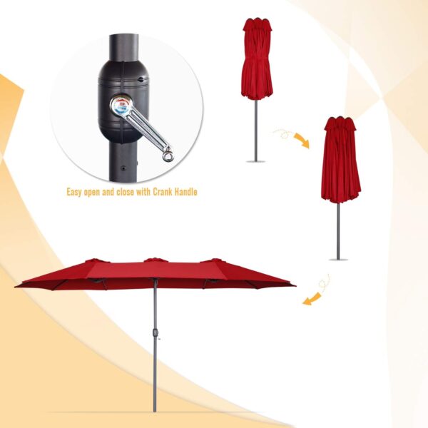 5a536a49def6470296888f5d3b18da68 15ft Patio Umbrella with Solar Lights, Large Double Umbrella Outdoor, Rectangle 180''x106'' Umbrellas with 156 PCS LED Lights and Crank Handle for Backyard Deck Pool Shade in Black(1.9" Pole)