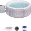 Bestway SaluSpa Fiji AirJet Large Round 2 to 4 Person Inflatable Hot Tub Portable Outdoor Spa with 120 AirJets and EnergySense Cover, Grey