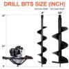 DC HOUSE 52cc 2.4HP Gas Powered Post Hole Digger with Two Earth Auger Drill Bit
