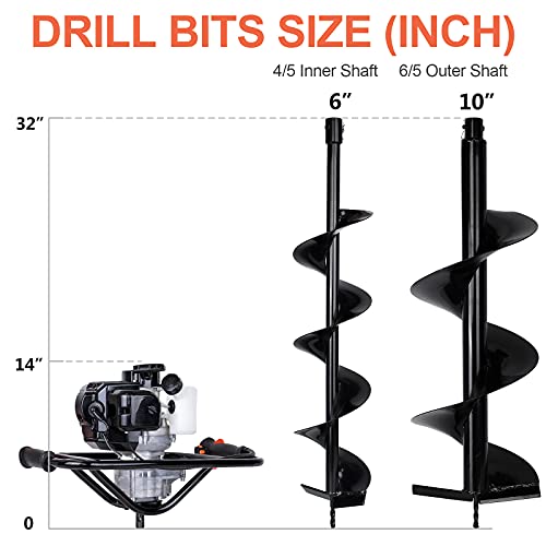 5b4bc3d3fe954bebb145918a5d1997bf DC HOUSE 52cc 2.4HP Gas Powered Post Hole Digger with Two Earth Auger Drill Bit