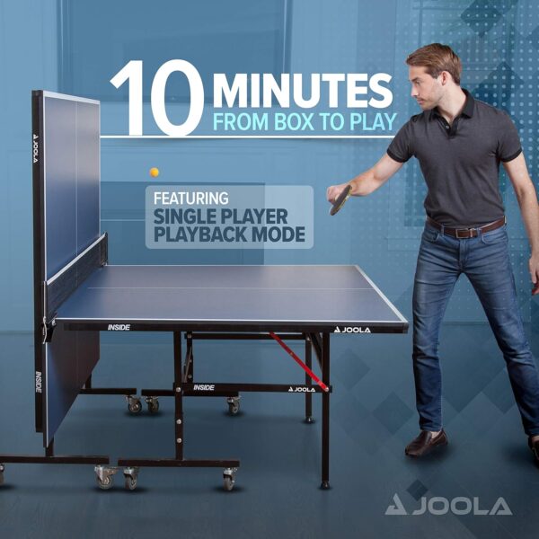 5b6fd071afbd4afeb5a4a1f0d4b745f8 JOOLA Inside Professional MDF Indoor Ping Pong Table with Quick Clamp Table Tennis Net and Post Set - 10 Minute Easy Assembly - Tournament Quality - Foldable with Single Player Playback Mode